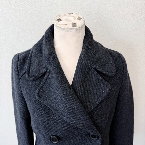 Zara Warm Wear TRF Pea Coat Women Dark Gray Black Wool Blend Lined Size Small - Picture 4 of 12